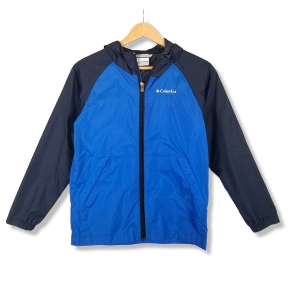 Boys Columbia Lightweight Windbreaker Jacket Medium Blue Zip Front - Picture 1 of 10